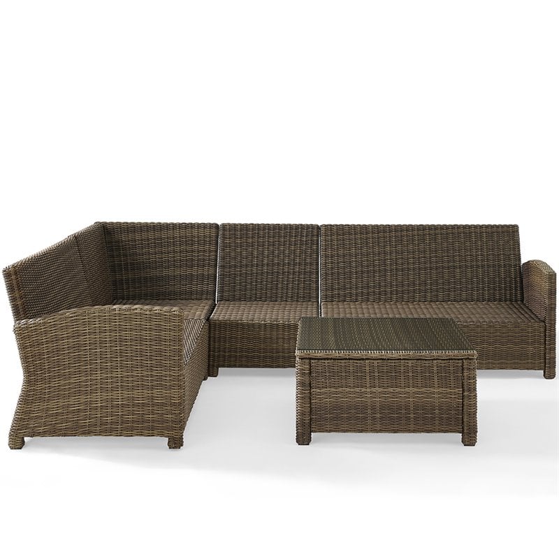 Crosley Furniture Bradenton 5 PC Fabric Patio Sectional Set in Weathered Sand