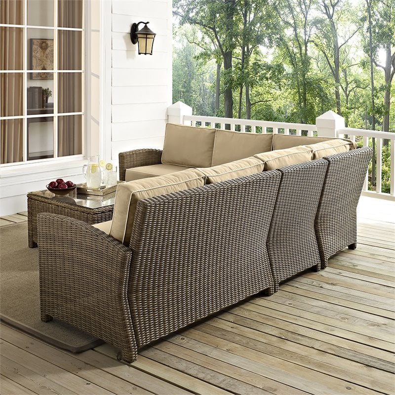 Crosley Furniture Bradenton 5 PC Fabric Patio Sectional Set in Weathered Sand