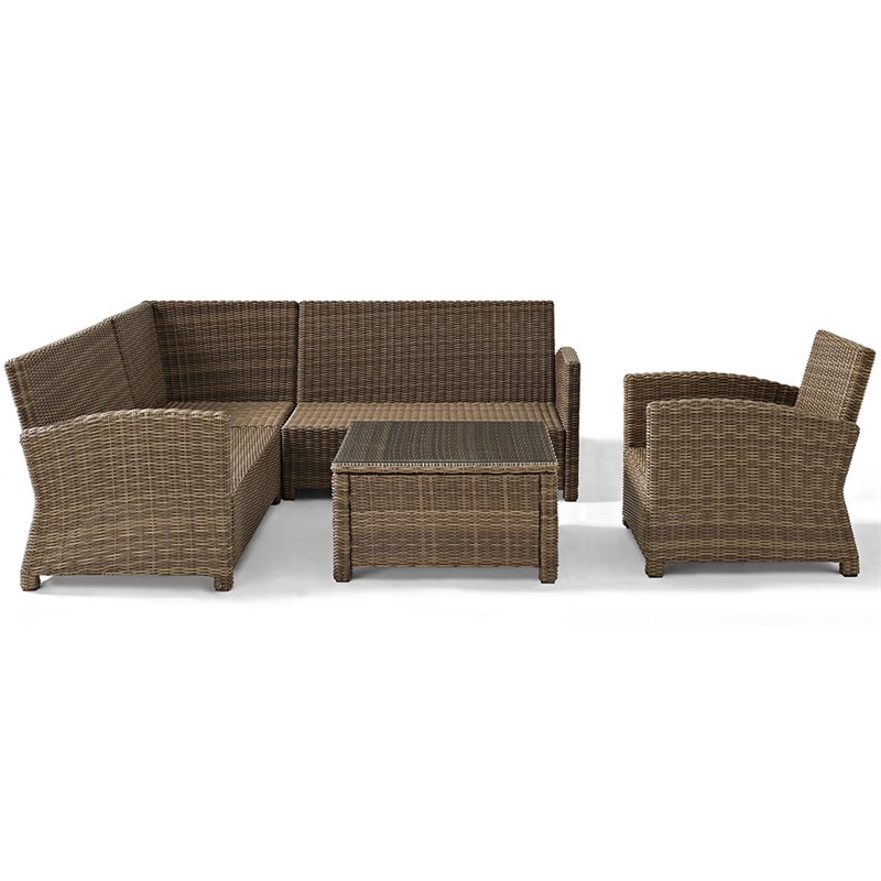 Crosley Furniture Bradenton 5 Piece Fabric Patio Sectional Set in Sand