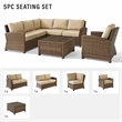 Crosley Furniture Bradenton 5 Piece Fabric Patio Sectional Set in Sand