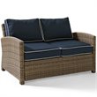 Crosley Furniture Bradenton Fabric Patio Loveseat in Brown and Navy