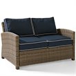 Crosley Furniture Bradenton 4 Piece Fabric Patio Sofa Set in Brown and Navy