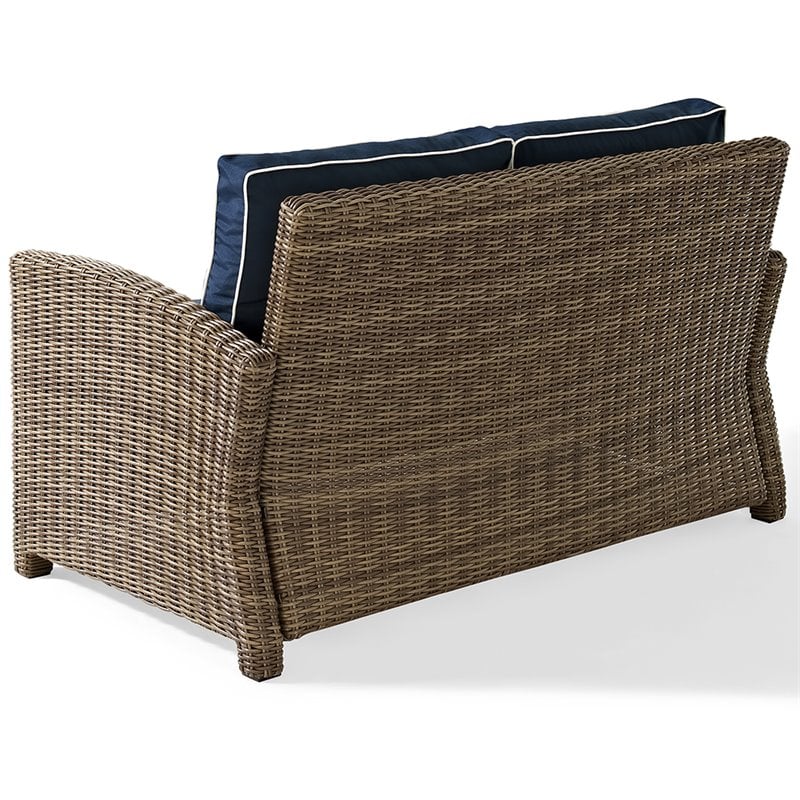Crosley Furniture Bradenton 4 Piece Fabric Patio Sofa Set in Brown and Navy