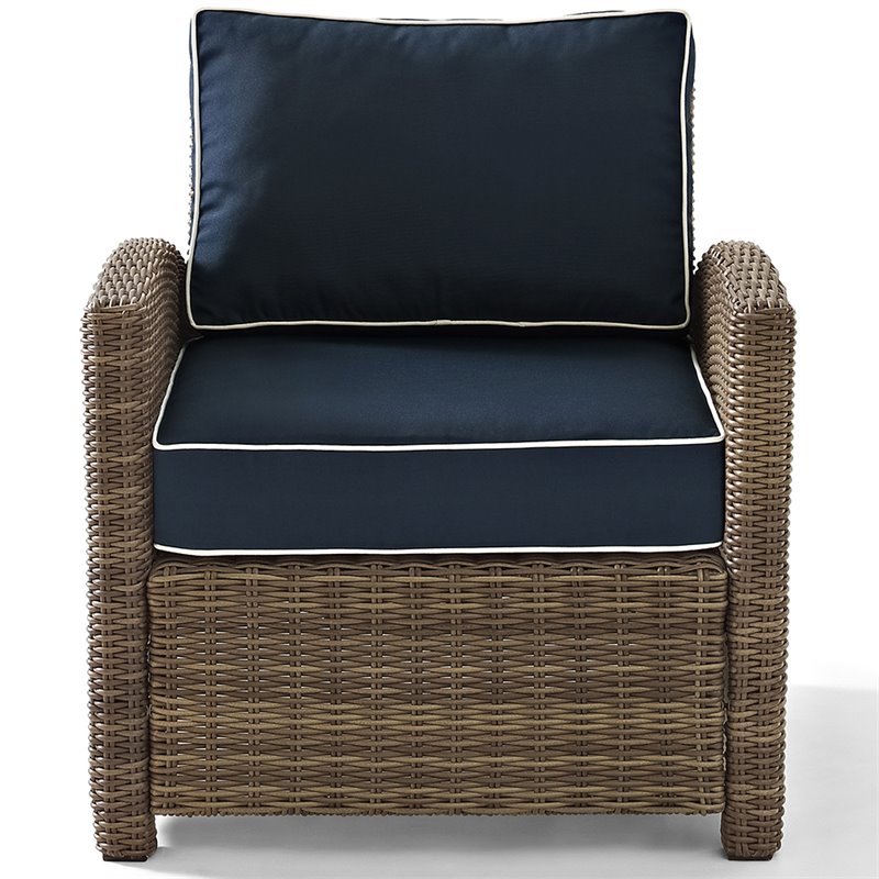 Crosley Furniture Bradenton 4 Piece Fabric Patio Sofa Set in Brown and Navy