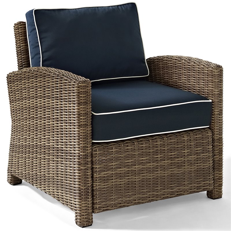 Crosley Furniture Bradenton 4 Piece Fabric Patio Sofa Set in Brown and Navy