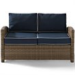 Crosley Furniture Bradenton 2 Piece Fabric Patio Sofa Set in Brown and Navy