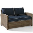 Crosley Furniture Bradenton 2 Piece Fabric Patio Sofa Set in Brown and Navy