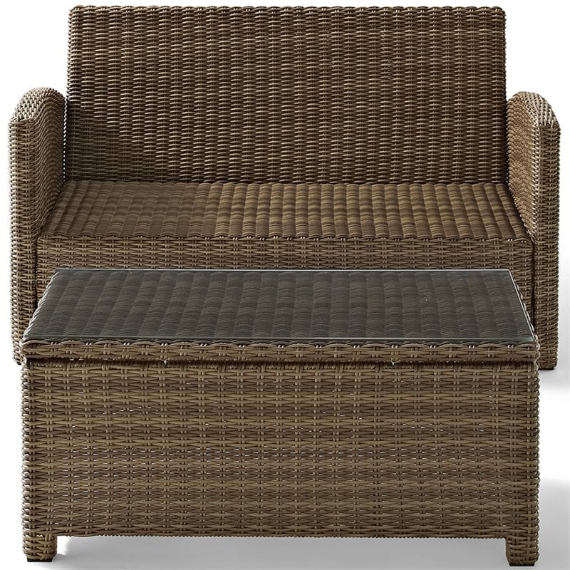 Crosley Furniture Bradenton 2 Piece Fabric Patio Sofa Set in Brown and Navy