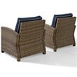 Crosley Furniture Bradenton Fabric Patio Chair in Brown and Navy (Set of 2)