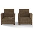 Crosley Furniture Bradenton Fabric Patio Chair in Brown and Navy (Set of 2)