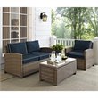 Crosley Furniture Bradenton 3 Piece Fabric Patio Sofa Set in Brown and Navy