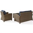 Crosley Furniture Bradenton 3 Piece Fabric Patio Sofa Set in Brown and Navy