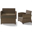 Crosley Furniture Bradenton 3 Piece Fabric Patio Sofa Set in Brown and Navy