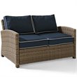 Crosley Furniture Bradenton 3 Piece Fabric Patio Sofa Set in Brown and Navy