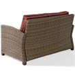 Crosley Furniture Bradenton Fabric Patio Loveseat in Brown and Sangria Red