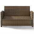 Crosley Furniture Bradenton Fabric Patio Loveseat in Brown and Sangria Red