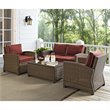 Crosley Furniture Bradenton 4 Piece Fabric Patio Sofa Set in Brown/Sangria Red