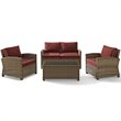 Crosley Furniture Bradenton 4 Piece Fabric Patio Sofa Set in Brown/Sangria Red