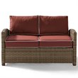 Crosley Furniture Bradenton 4 Piece Fabric Patio Sofa Set in Brown/Sangria Red