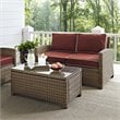 Crosley Furniture Bradenton 2 Piece Fabric Patio Sofa Set in Brown/Sangria Red