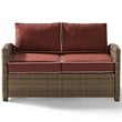Crosley Furniture Bradenton 2 Piece Fabric Patio Sofa Set in Brown/Sangria Red