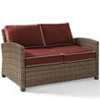 Crosley Furniture Bradenton 2 Piece Fabric Patio Sofa Set in Brown/Sangria Red