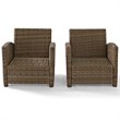 Crosley Furniture Bradenton Fabric Patio Chair in Brown/Sangria Red (Set of 2)