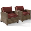 Crosley Furniture Bradenton Fabric Patio Chair in Brown/Sangria Red (Set of 2)