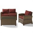 Crosley Furniture Bradenton 3 Piece Fabric Patio Sofa Set in Brown/Sangria Red