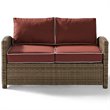 Crosley Furniture Bradenton 3 Piece Fabric Patio Sofa Set in Brown/Sangria Red