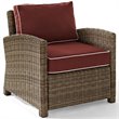 Crosley Furniture Bradenton 3 Piece Fabric Patio Sofa Set in Brown/Sangria Red