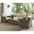 Crosley Furniture Bradenton 4 Piece Fabric Patio Sofa Set in Brown and Sand