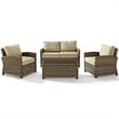 Crosley Furniture Bradenton 4 Piece Fabric Patio Sofa Set in Brown and Sand