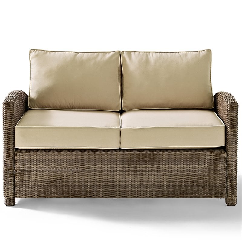Crosley Furniture Bradenton 4 Piece Fabric Patio Sofa Set in Brown and Sand