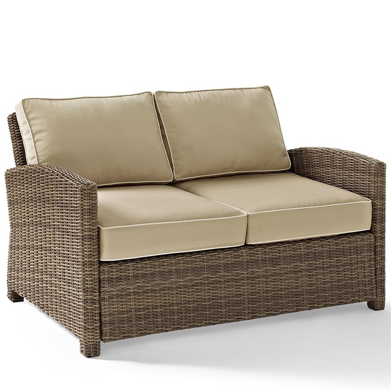 Crosley Furniture Bradenton 4 Piece Fabric Patio Sofa Set in Brown and Sand