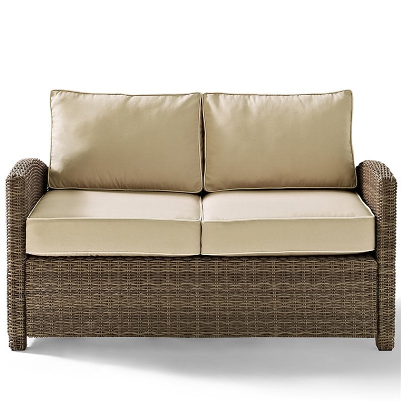 Crosley Furniture Bradenton 2 Piece Fabric Patio Sofa Set in Brown and Sand