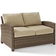 Crosley Furniture Bradenton 2 Piece Fabric Patio Sofa Set in Brown and Sand