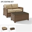 Crosley Furniture Bradenton 2 Piece Fabric Patio Sofa Set in Brown and Sand