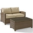 Crosley Furniture Bradenton 2 Piece Fabric Patio Sofa Set in Brown and Sand