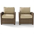 Crosley Furniture Bradenton Fabric Patio Chair in Brown and Sand (Set of 2)