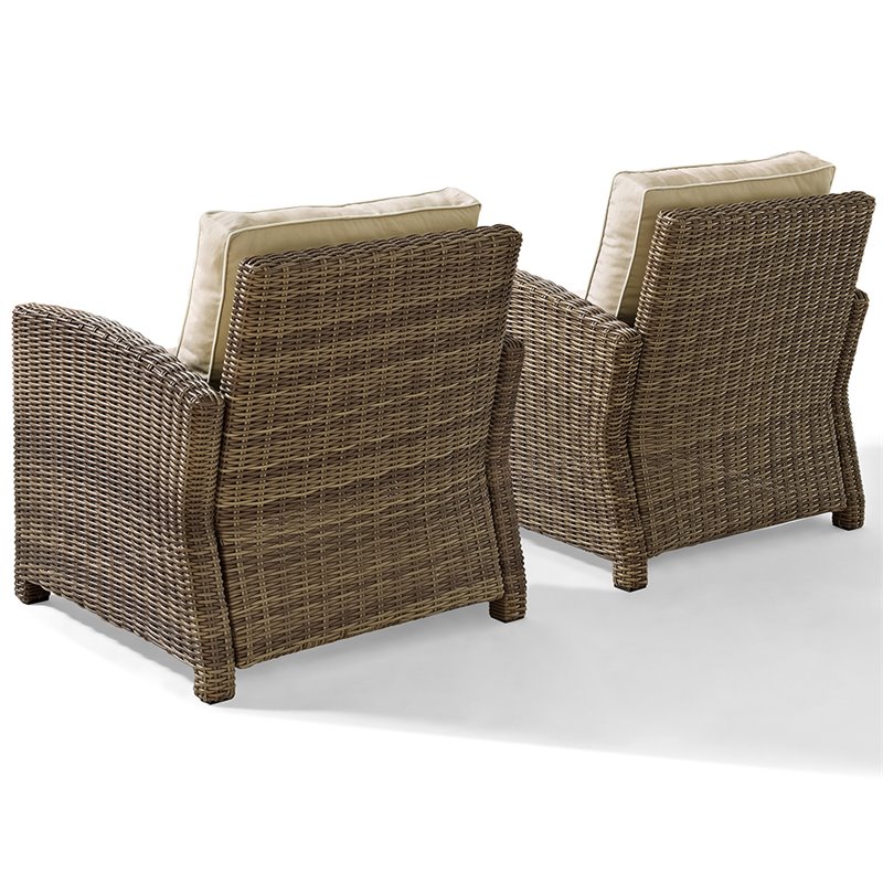 Crosley Furniture Bradenton Fabric Patio Chair in Brown and Sand (Set of 2)