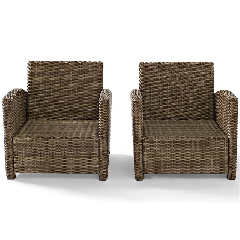 Crosley Furniture Bradenton Fabric Patio Chair in Brown and Sand (Set of 2)
