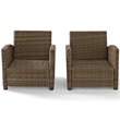 Crosley Furniture Bradenton Fabric Patio Chair in Brown and Sand (Set of 2)