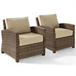 Crosley Furniture Bradenton Fabric Patio Chair in Brown and Sand (Set of 2)