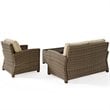 Crosley Furniture Bradenton 3 Piece Fabric Patio Sofa Set in Brown and Sand