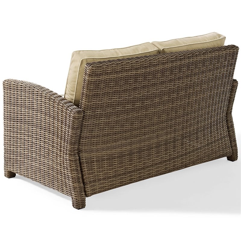 Crosley Furniture Bradenton 3 Piece Fabric Patio Sofa Set in Brown and Sand