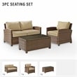 Crosley Furniture Bradenton 3 Piece Fabric Patio Sofa Set in Brown and Sand