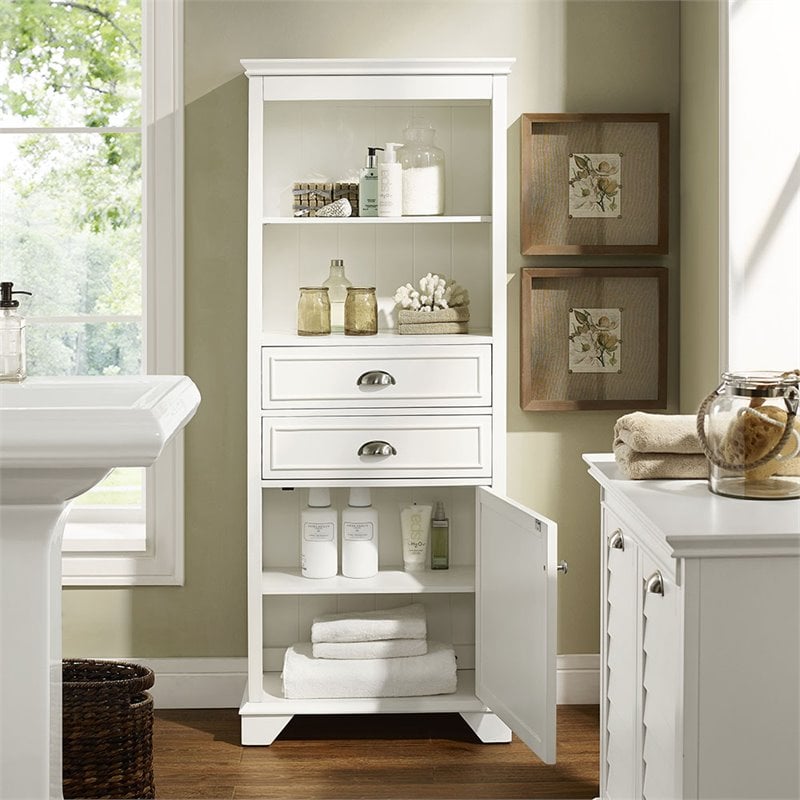 White Bathroom Storage Corner Cabinet - Modern Furniture