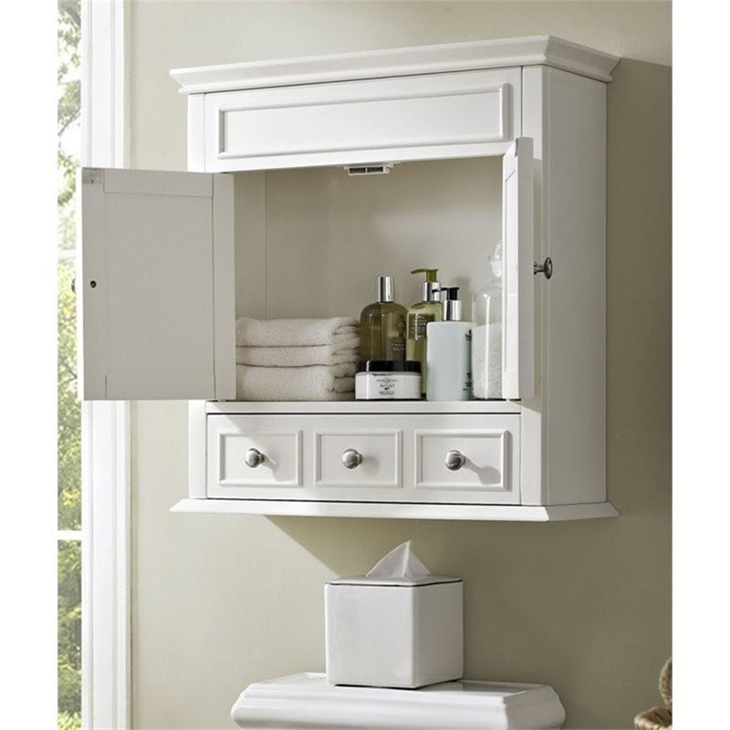 Crosley Furniture Lydia Wood Medicine Cabinet in White/Chrome