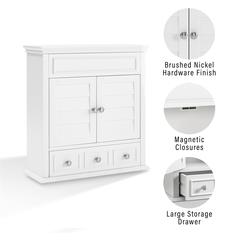 Crosley Furniture Lydia Wood Medicine Cabinet in White/Chrome